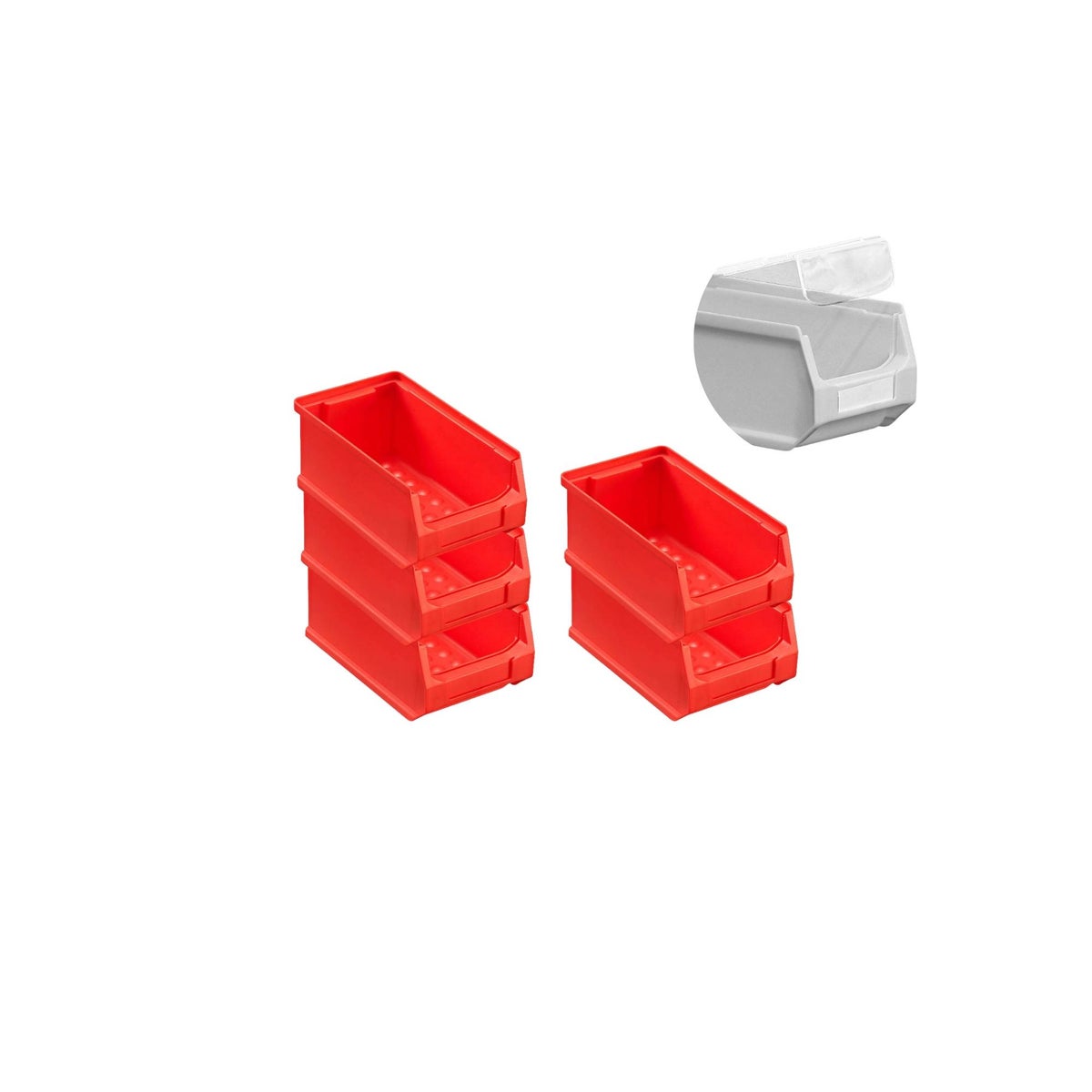 PROREGAL Value Pack 5 x Rode Opbergdoos 2.0 met deksel HxBxD 7,5 x 10 x 17,5 cm 0,8 liter Opbergdoos