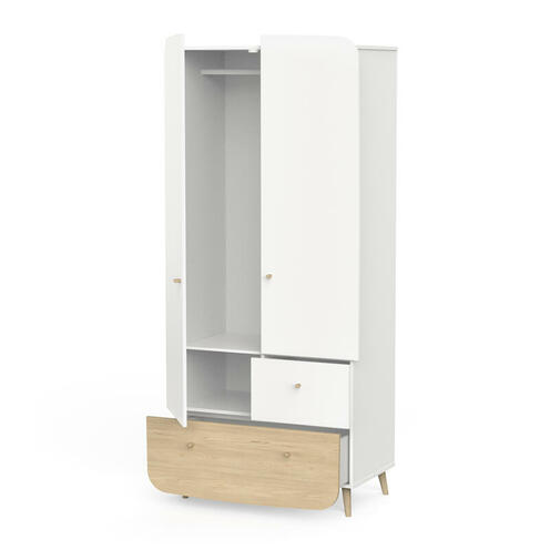Armoire 2 portes + 2 tiroirs FIRMIANA Blanc - CBA Meubles