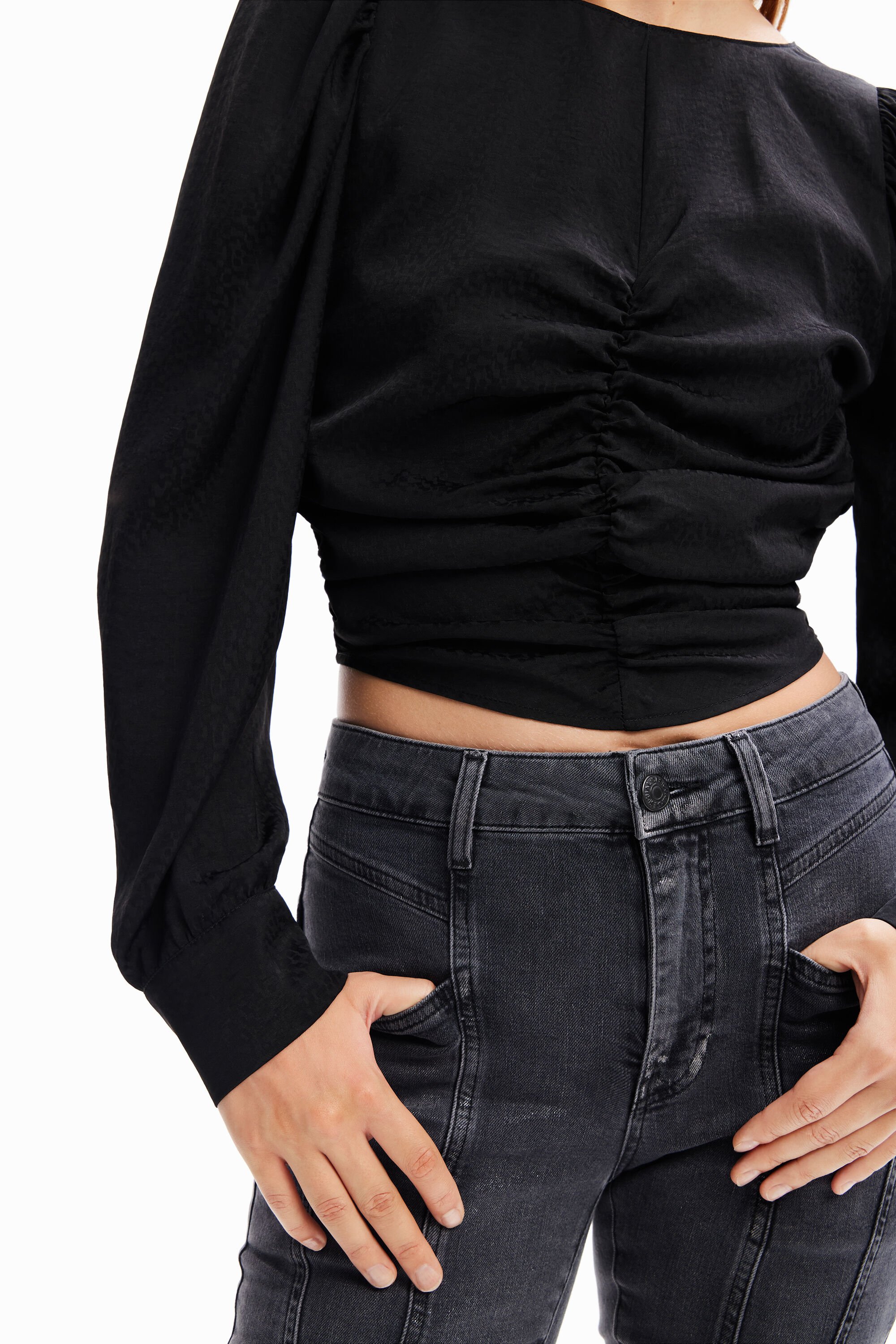Blouse froncée jacquard