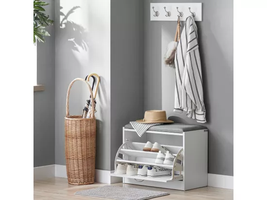 Banc Armoire à Chaussures 1 abattant avec Coussin Meuble d’entrée, FSR16-HG