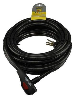 Stahlex XL Câble de verrouillage pour vélo - 3 clés - 10m x 12mm