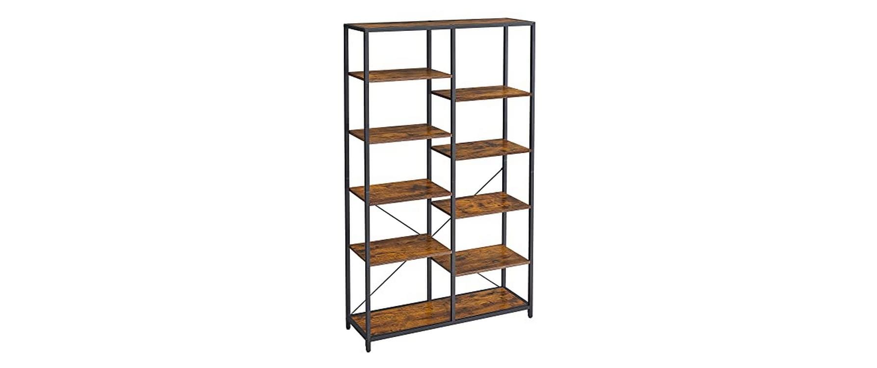 Regal mit 10 Ebenen 100 x 30 x 17 cm, Braun/Schwarz<br>Bücherregal
