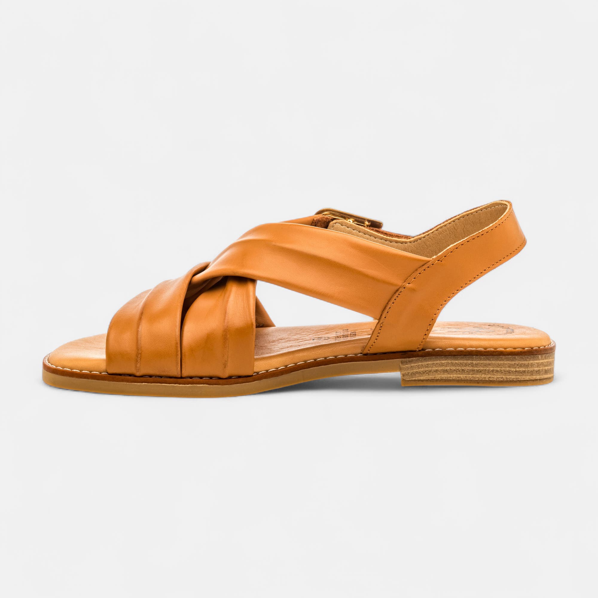 Nu-pieds Femme en cuir cognac