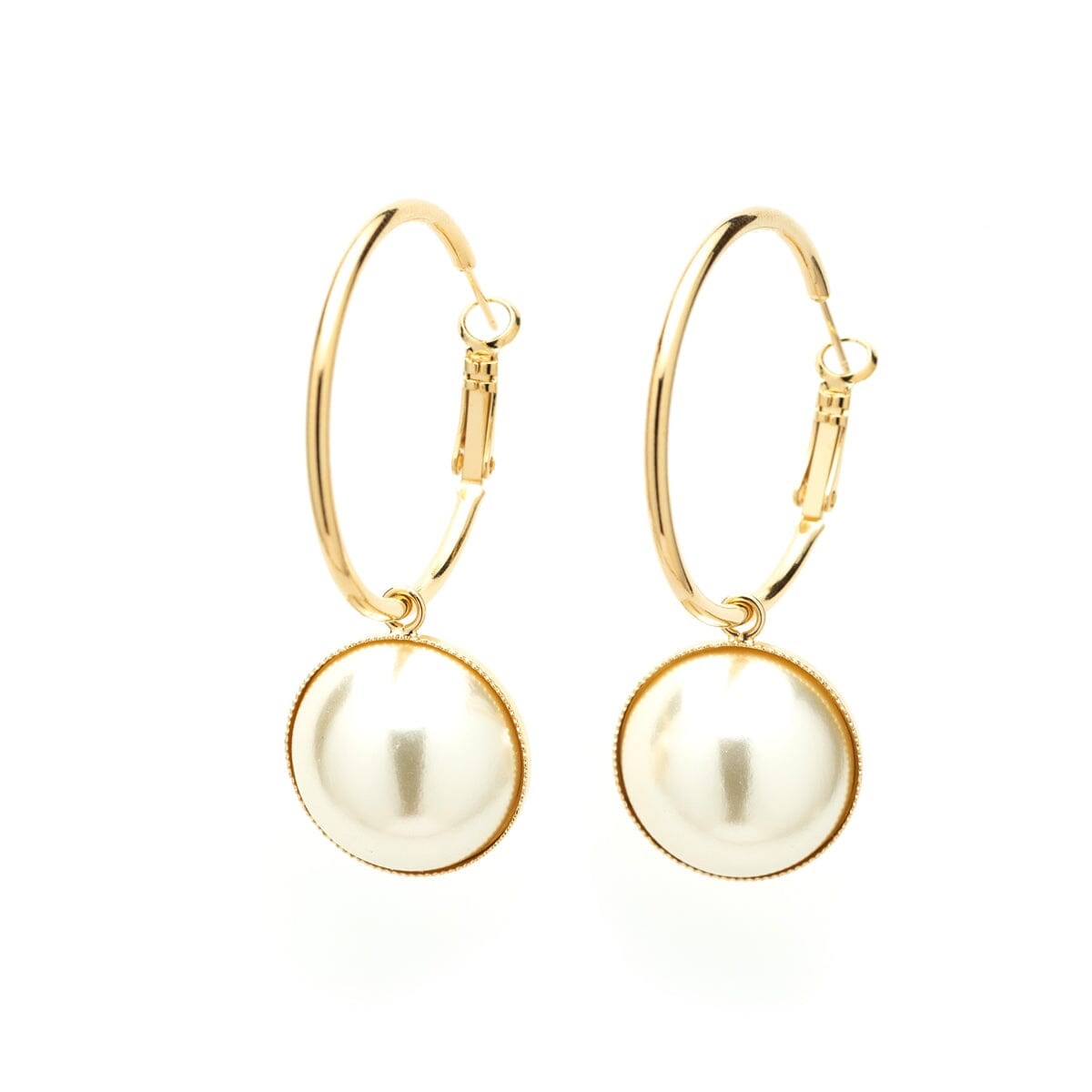 petites boucles d'oreilles créoles perles doré à l'or fin - NÉLYA