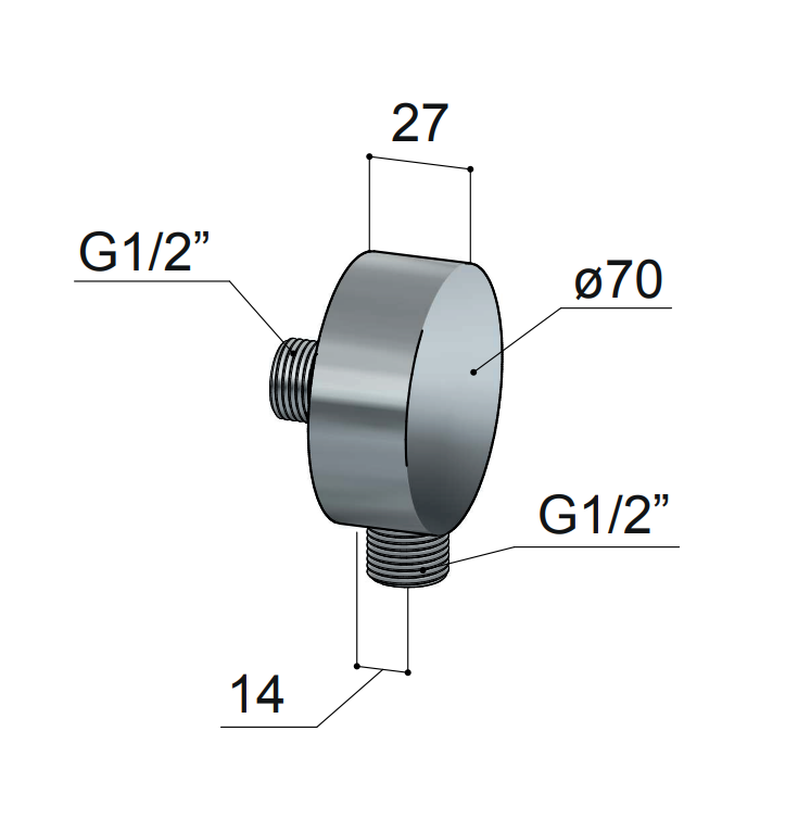 Hotbath Archie wandaansluitbocht rond gunmetal geborsteld PVD