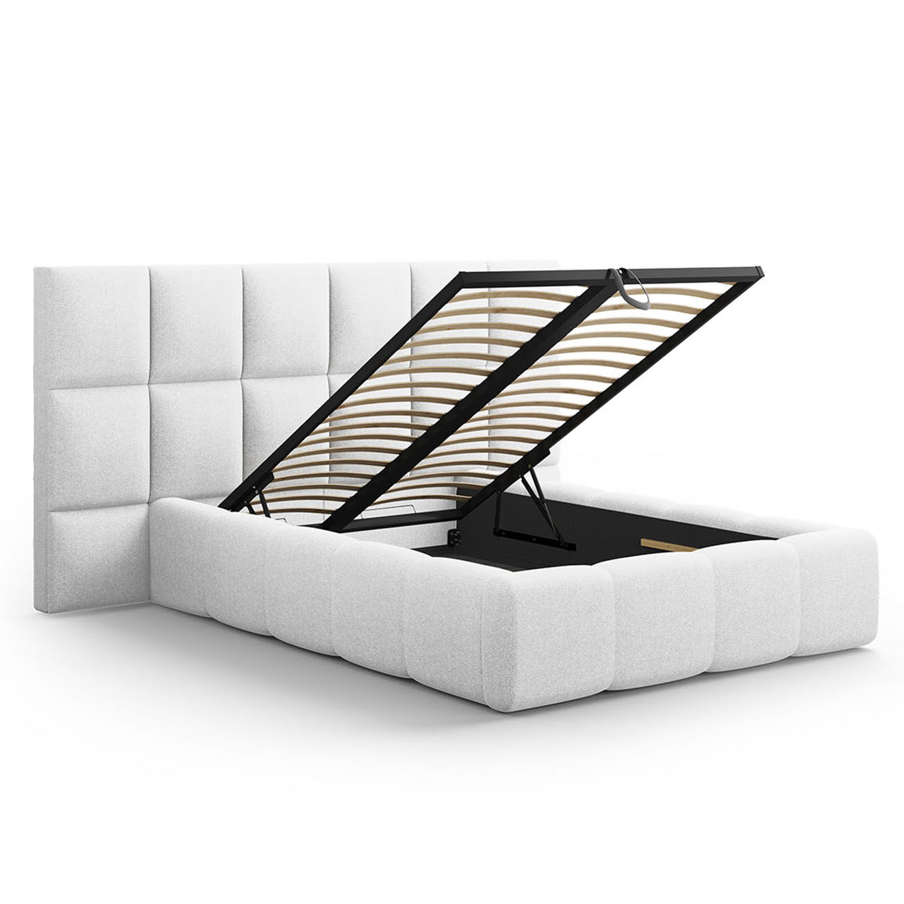 Maison Héritage Lit avec coffre de rangement Isa gris clair froid - 230x250x125 cm
