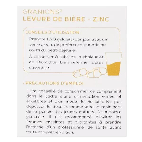 Levedura de cerveja Granions, 60 cápsulas