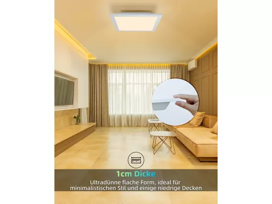 Plafonnier LED Salon Panneau Blanc Plat 60*60cm 40w Lampe De Plafond Rectangulaire 3000k
