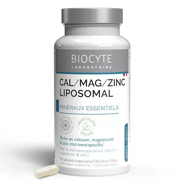 Biocyte Cal/Mag/Zinc Lipossomal - Cálcio, Magnésio e Zinco Lipossomal - 60 Cápsulas