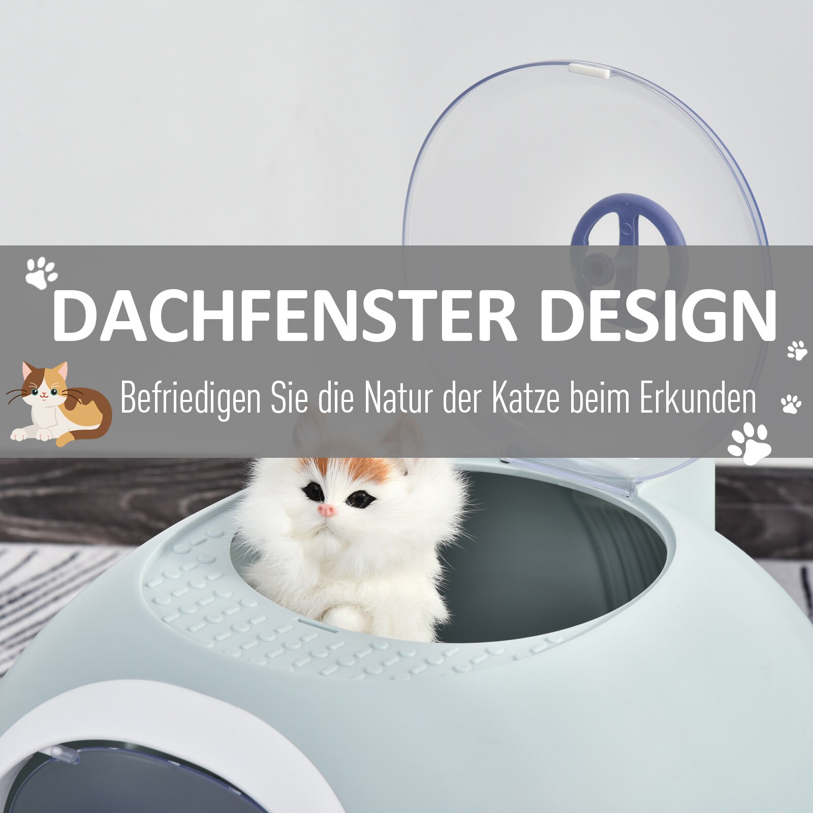 PawHut Katzentoilette mit Katzenklappe 47 x 55 x 44 cm (BxTxH)