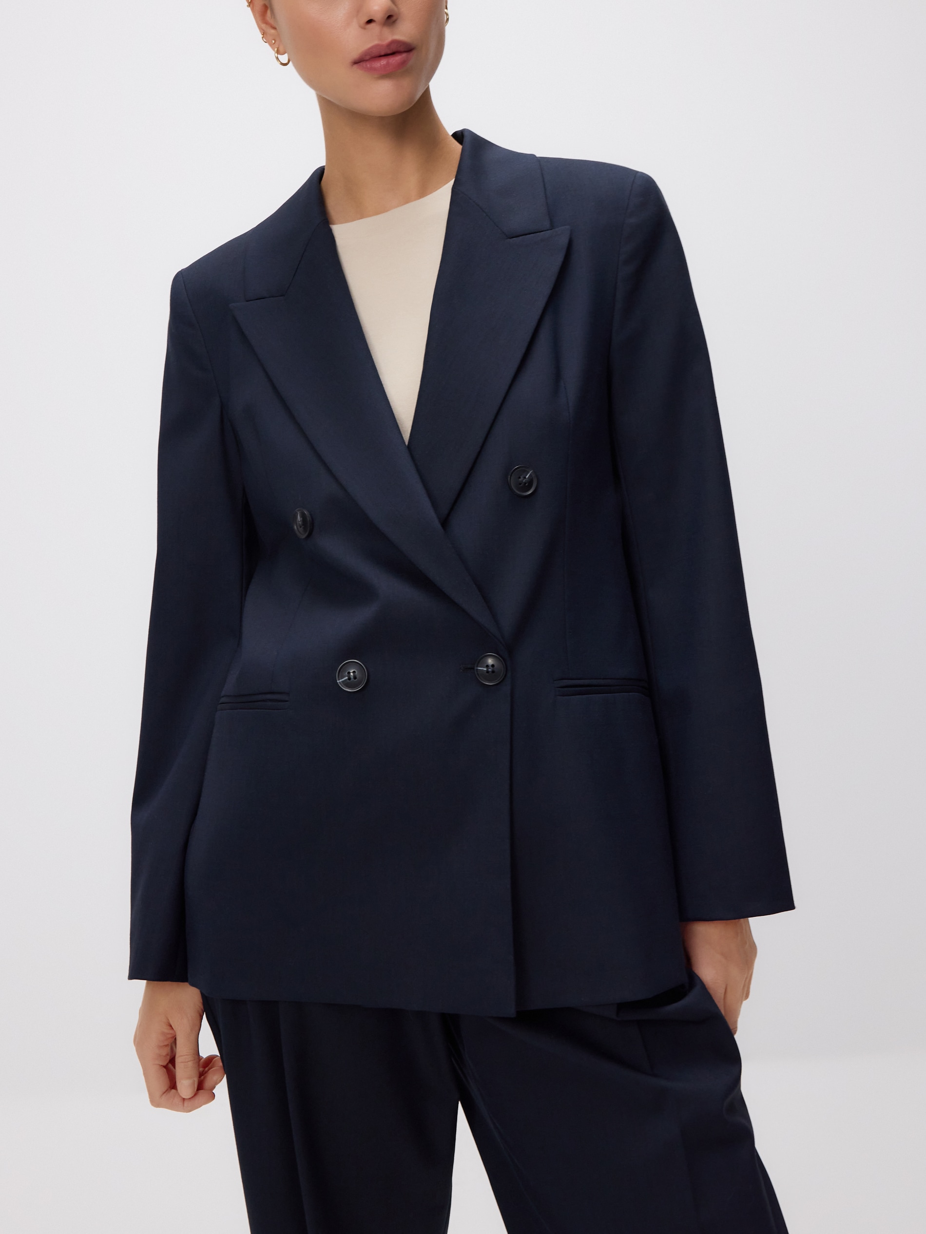 Doppelreihiger Blazer mit Wollanteil