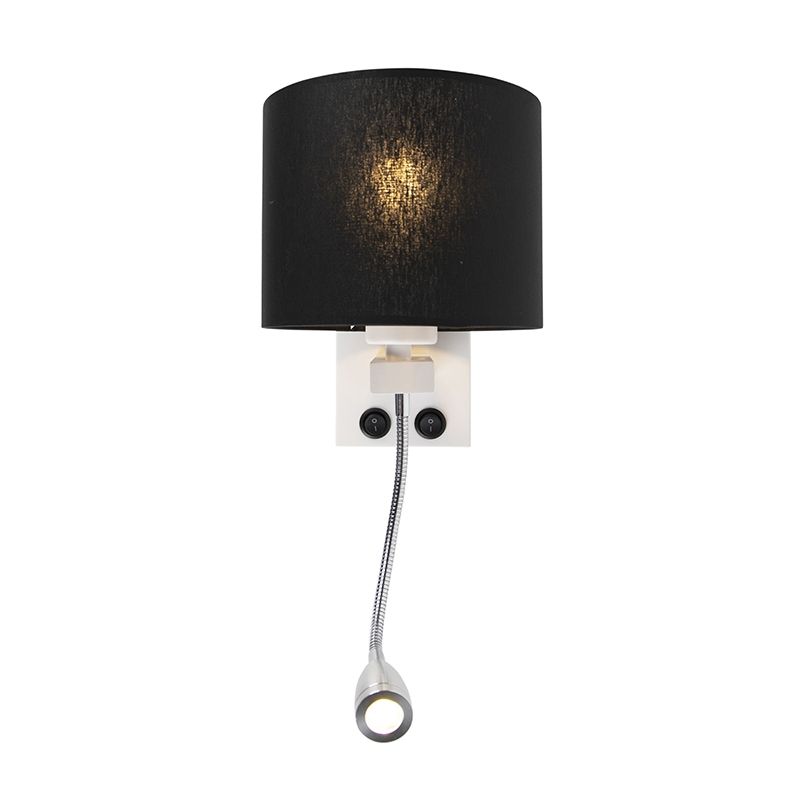 Moderne wandlamp wit met zwarte kap - Brescia