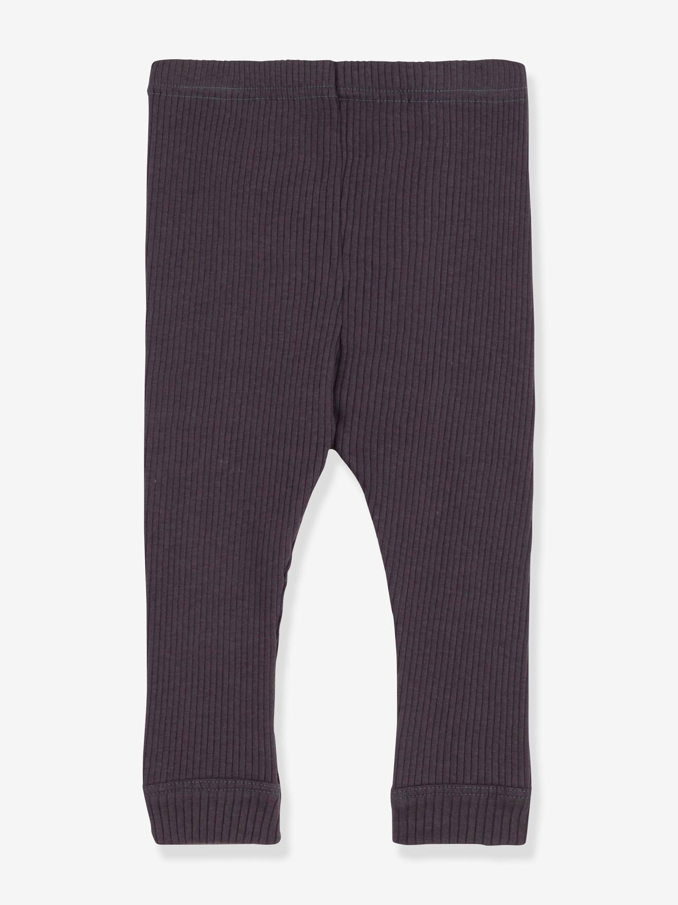 Calça legging canelada de algodão orgânico PETIT BATEAU, cinza