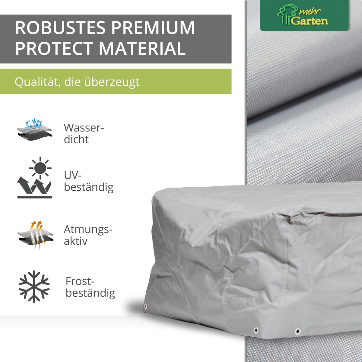 More Garden - Premium PROTECT ligstoelhoes, 210 (B) x 75 (D) x 40 (H) cm | Waterdichte, uv-bestendige en ademende tuinmeubelhoes van robuuste stof | Taupe (lichtgrijs)