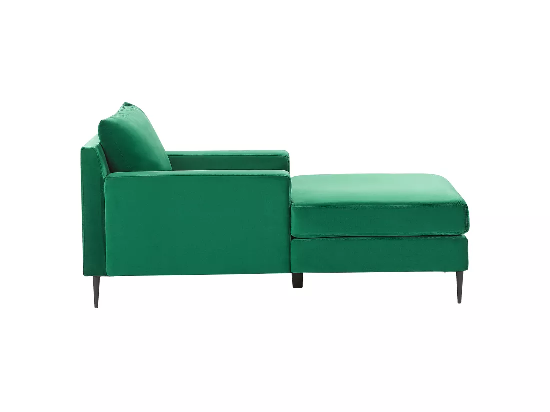 Chaise longue en velours vert GUERET