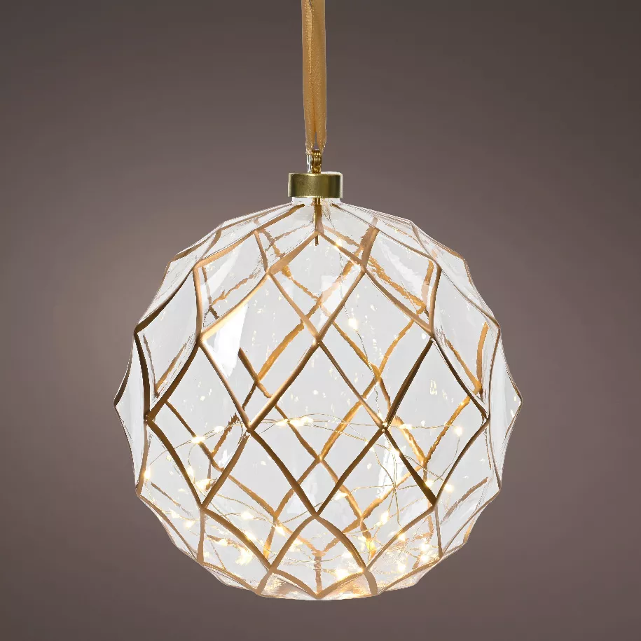 Suspension lumineuse à piles 40 LED (D20 cm) Vintage Or/blanc chaud