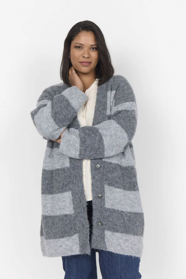 Wasabiconcept Curvy WA-JOLIE 2 Cardigan Lys grå 99110c lt grey melange combi