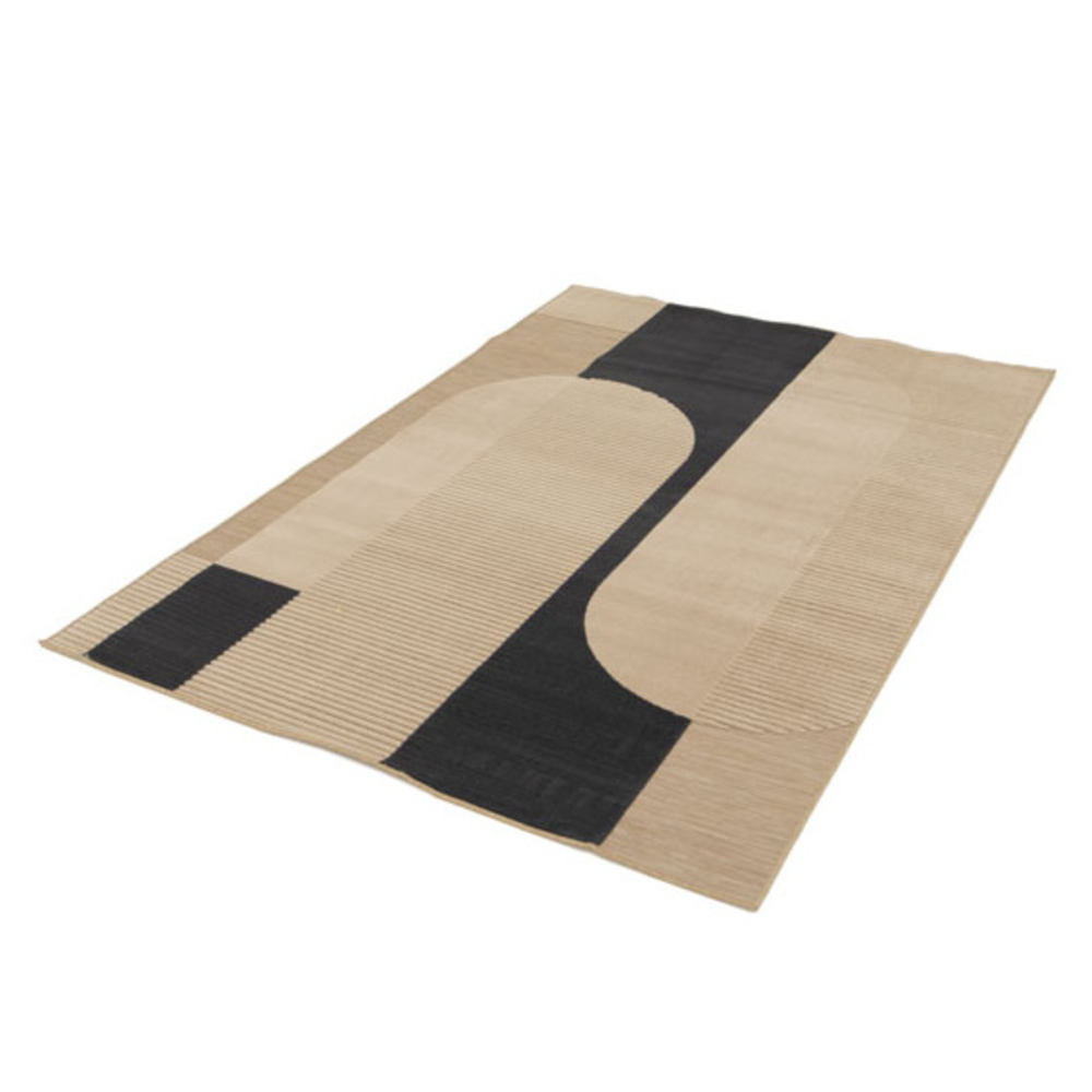 Tapis intérieur et extérieur en relief - roma - beige et noir - 120 x 170 cm