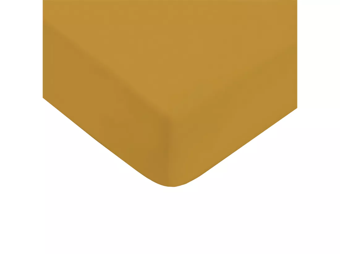 Drap housse uni en coton 57 fils miel 140x200cm