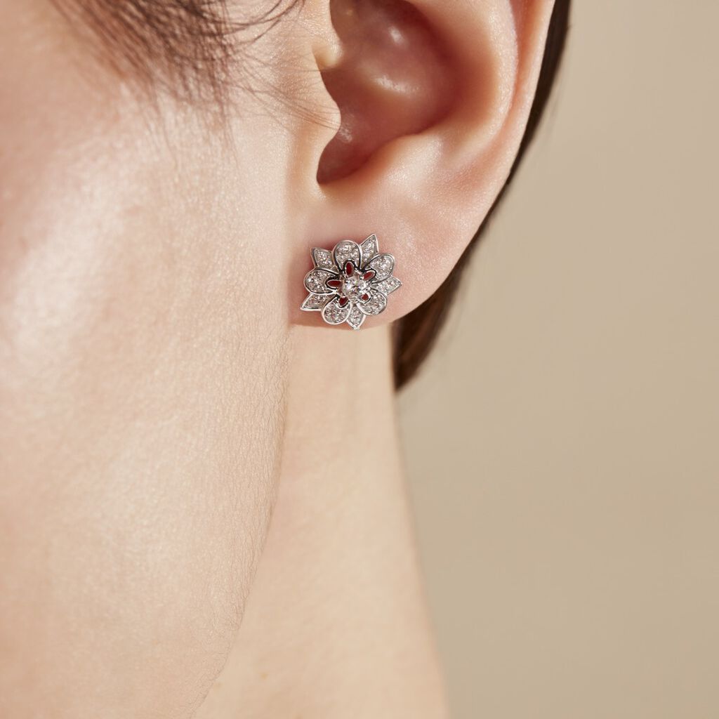 Boucles D'oreilles Puces Iona Argent Blanc Oxyde De Zirconium