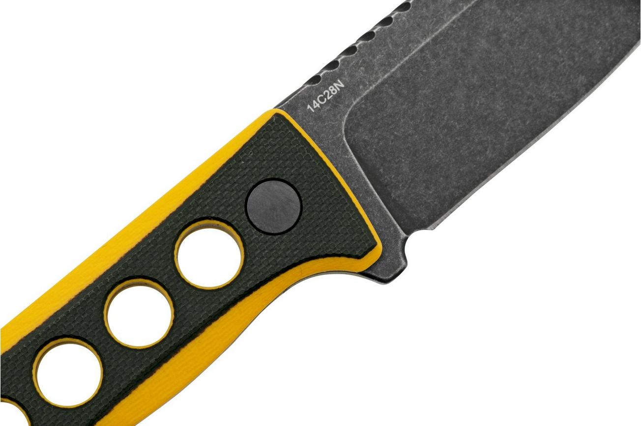 QSP Knife Canary QS141-A2 Blackwashed, Black Yellow G10, nekmes