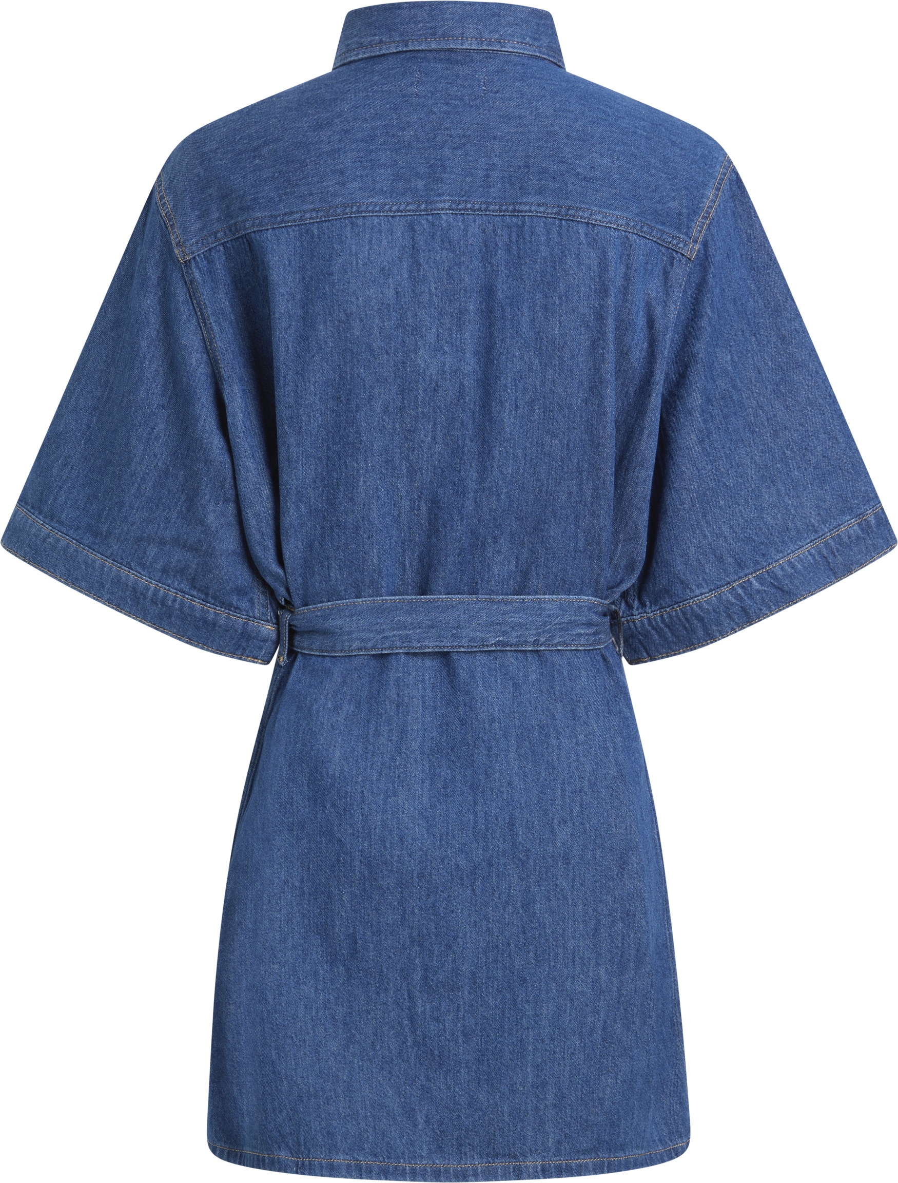 Calvin Klein Jeans Jeanskleid »LINEN BOXY BELTED SHIRT DRESS« Brusttaschen mit Kimonoärmeln