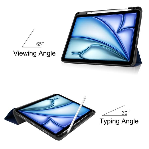 Til iPad Air 11 (2024) Slim Fit Tri-Foldbart Pennebrett - Mørkeblå