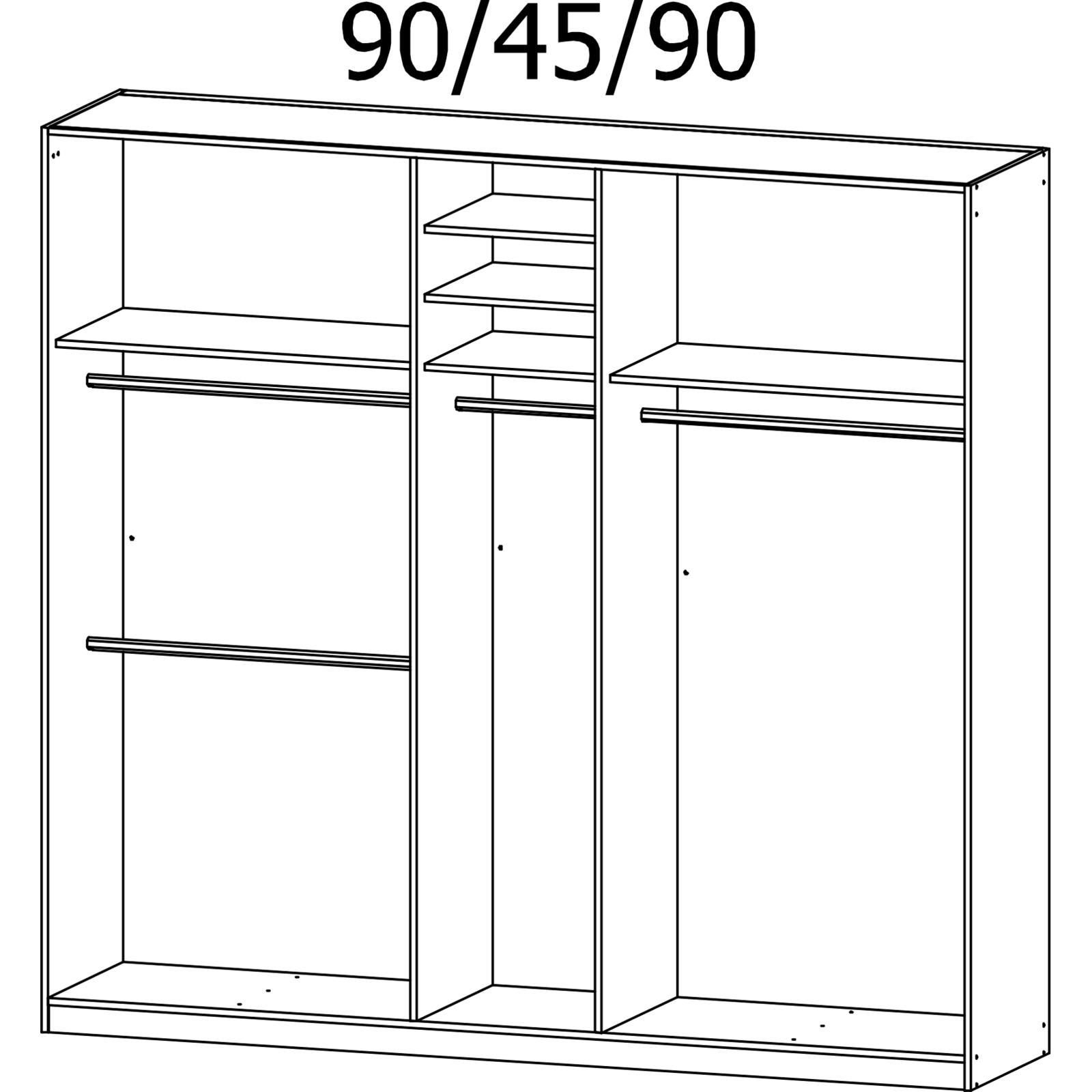 Drehtürenschrank Skyla, 226 x 210 x 54 cm, mit Spiegelfront artisan