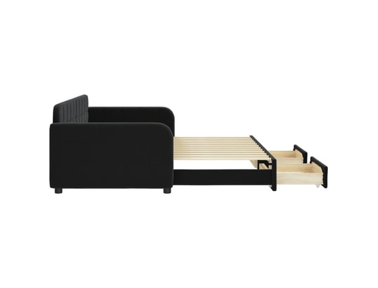 VIDAXL - Lit de jour avec gigogne et tiroirs noir 90x200 cm velours