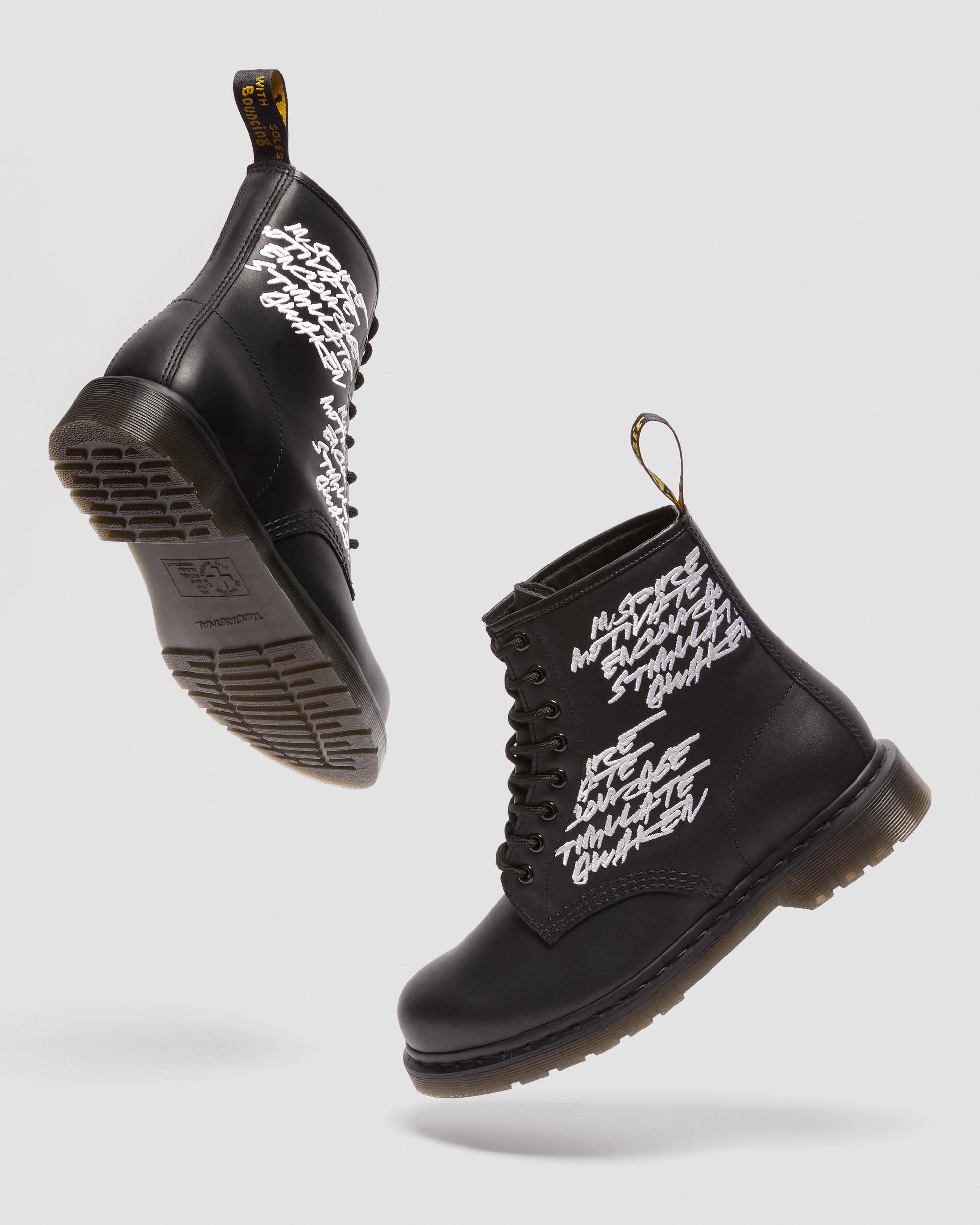 1460 Futura Embroidered Leather Lace Up Boots