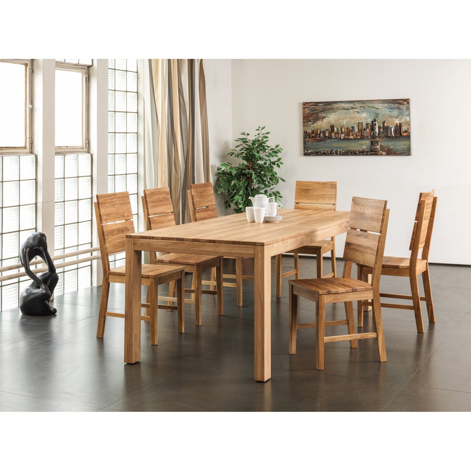Tisch Luca Eiche massiv geölt 160/210 x 76 x 90 cm