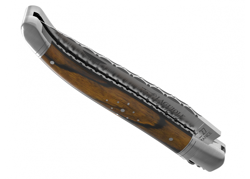 Couteau Laguiole prestige avec un manche en bois d'ébène royal et mitres en acier inoxydable