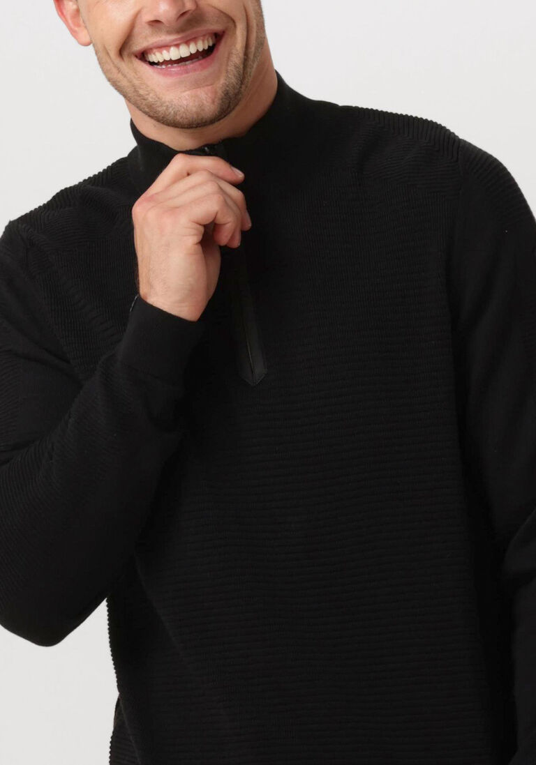 VANGUARD zwarte vanguard trui halp zip collar cotton structure