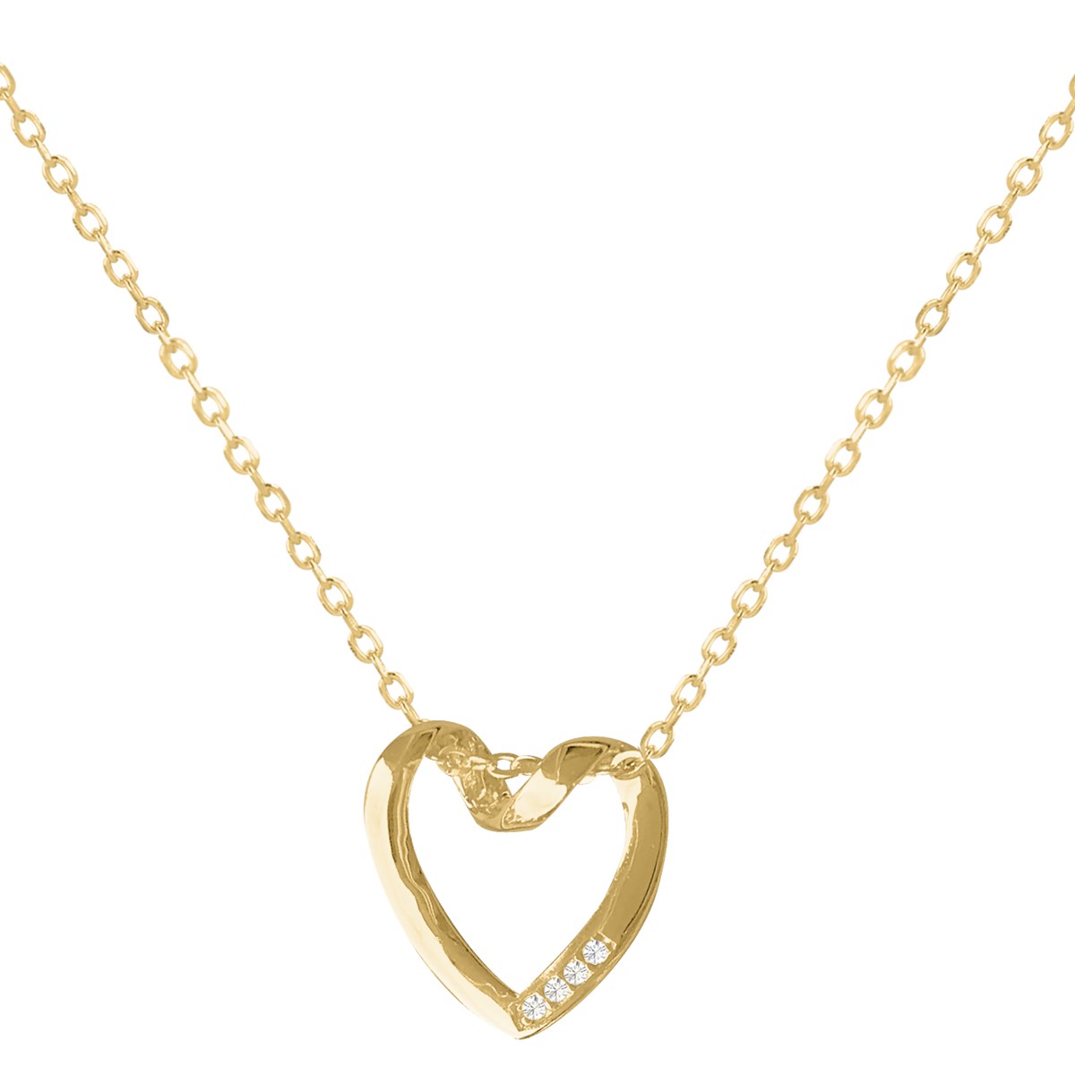 Collier coeur  plaqué or et oxyde de zirconium