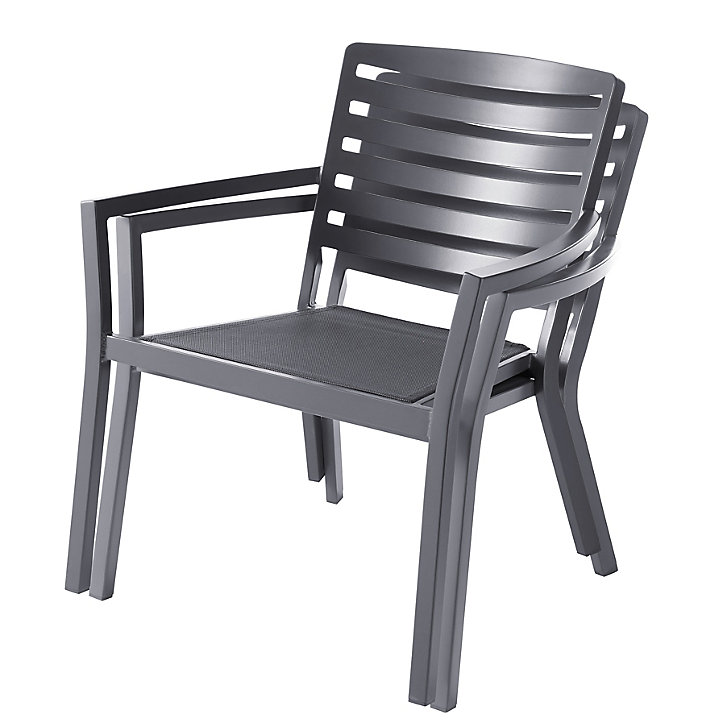 Fauteuil de jardin GoodHome Mikyo en aluminium - Coloris noir ébène - Hauteur 75 cm