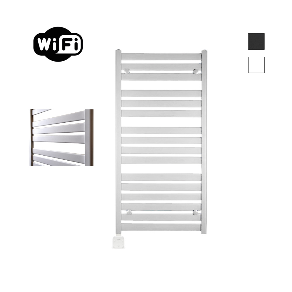 Sanicare Carini Moda elektrische Wifi radiator 120x60cm mat wit met thermostaat wit linksonder