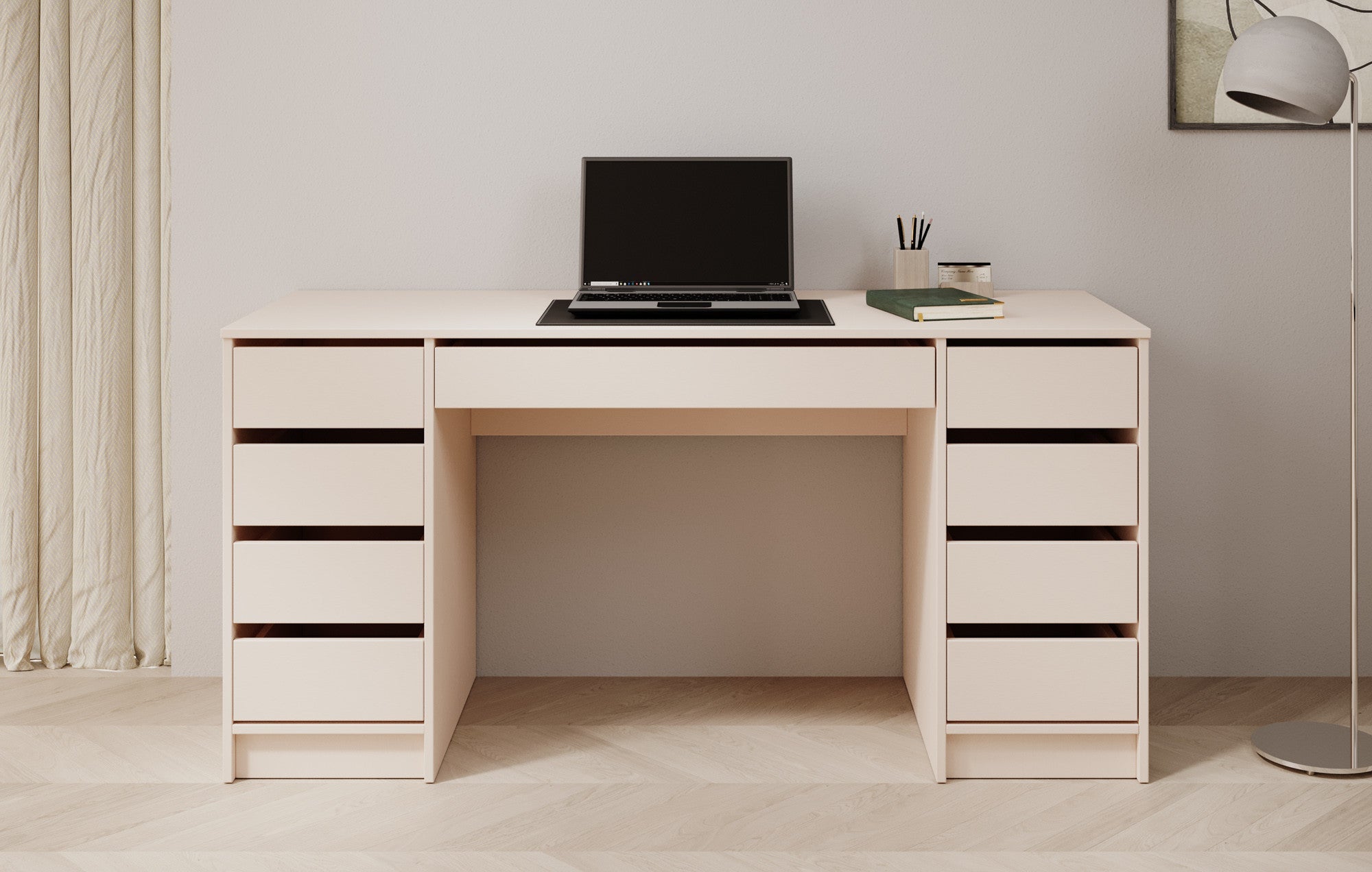 Meubella - Bureau Avio 2 - Beige - 154 cm
