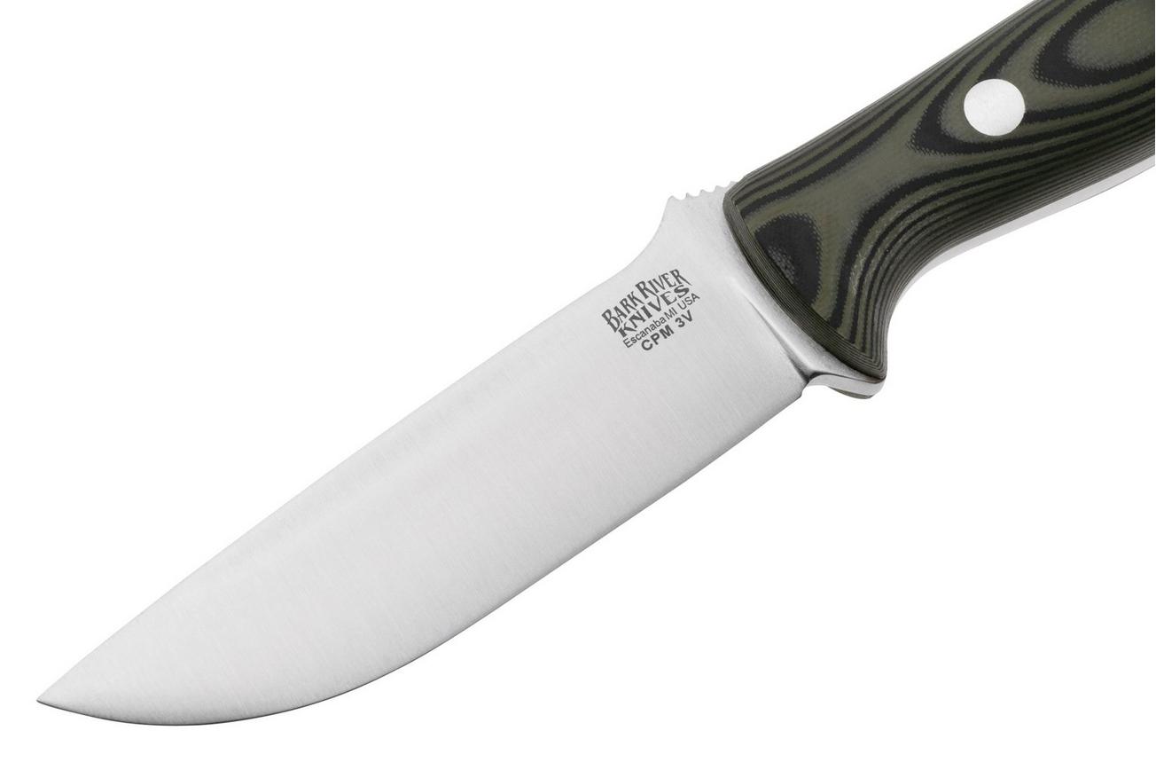 Bark River Bravo 1 LT CPM 3V, Green & Black SureTouch, vaststaand mes