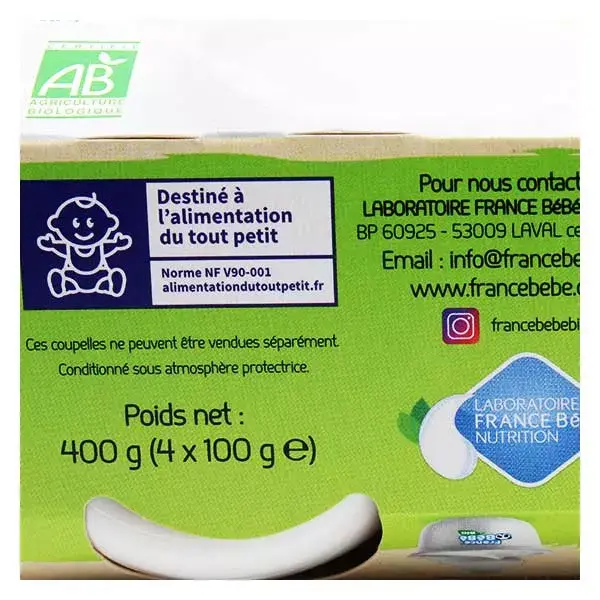 France Bébé Nutrition Iogurte Natural Bio Agitado 4 x 100g