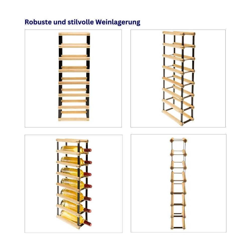 PROREGAL Modulair Wijnrek Vinotega Mod Metaal HxBxD 72,5 x 12,5 x 24,5 cm 1 x 7 Flessen Massief grenenhout Natuurlijk