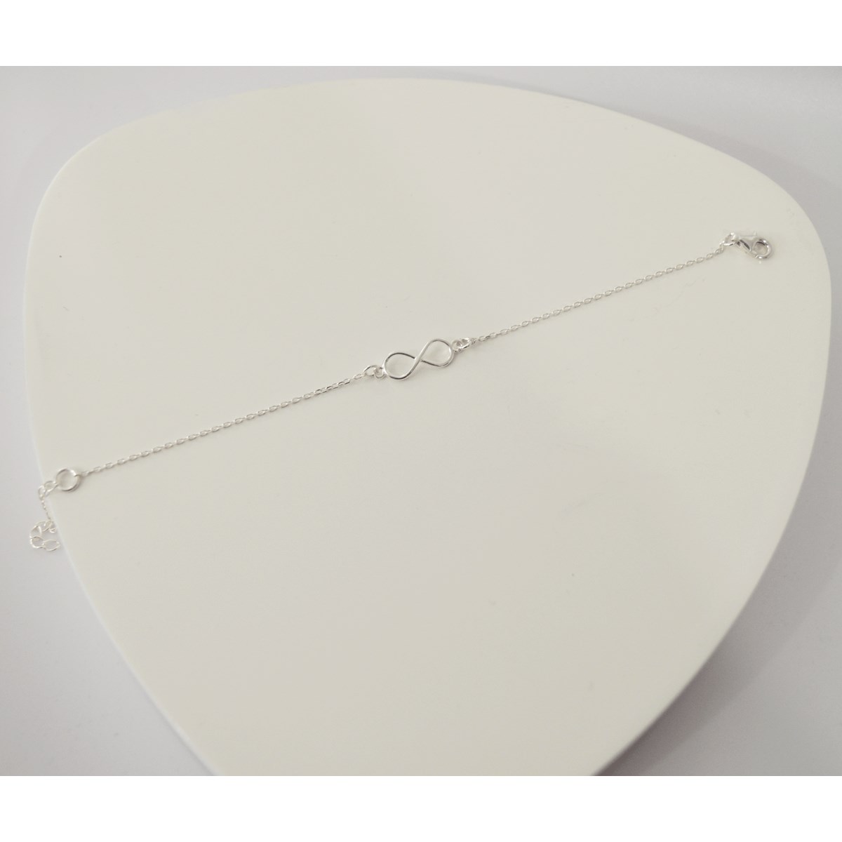 Bracelet chaîne fine délicate motif Infini argent 925