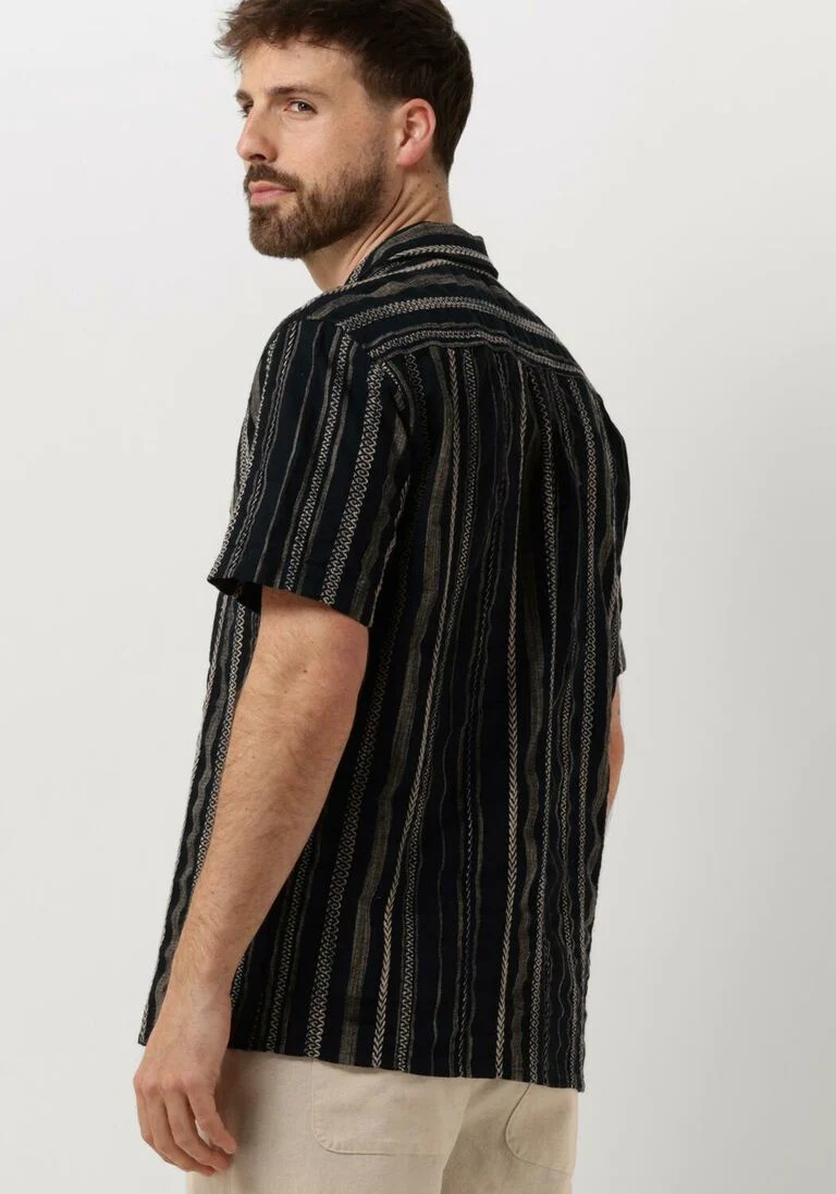 ANERKJENDT donkerblauwe anerkjendt casual overhemd akleon s/s structure shirt