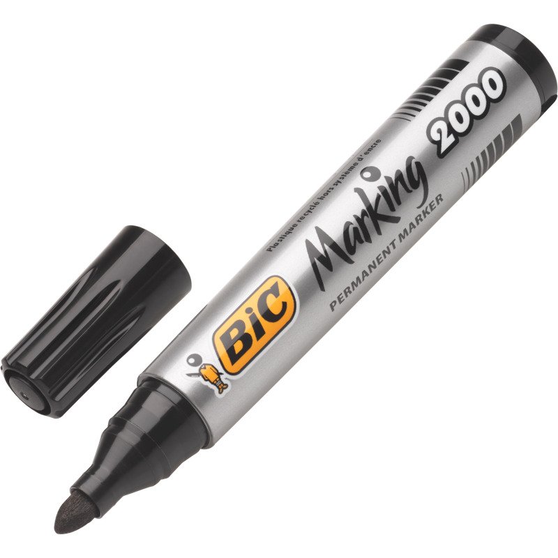 Marqueur permanent Bic 2000 pointe ogive 4,95 mm - Pochette de 4 couleurs
