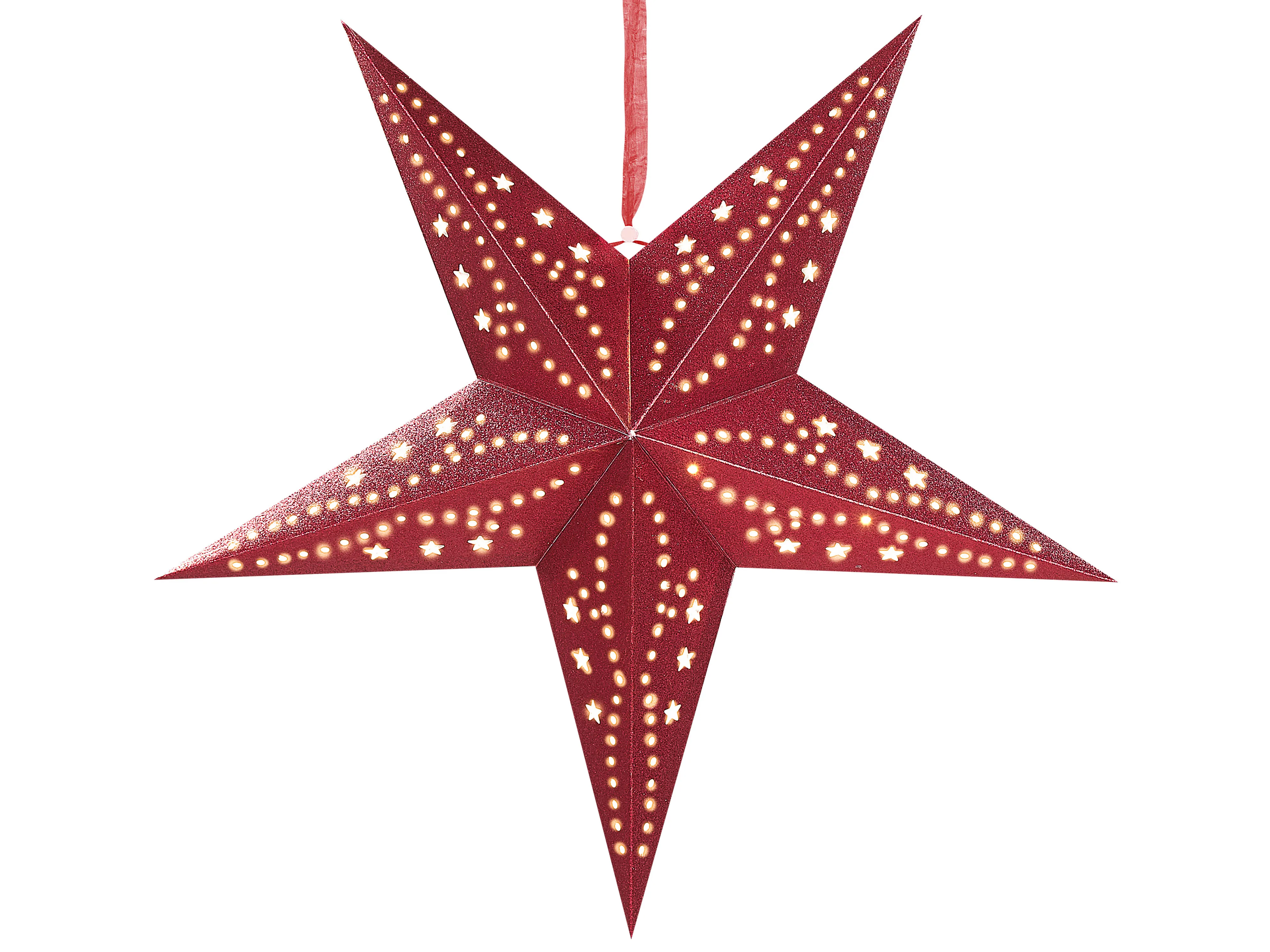Set van 2 hangende decoraties LED MOTTI Ster 45 cm Rood