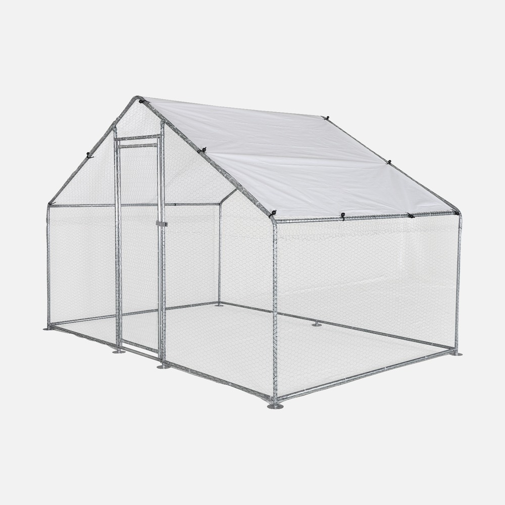 Enclos pour poulailler 6m² - babette - volière en acier galvanisé. Bâche de toit imperméable et anti uv. Porte avec loquet. Enclos