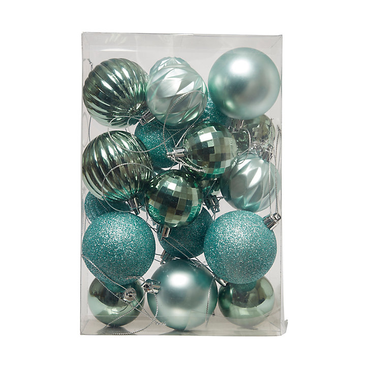 Assortiment de 20 boules de noel couleur bleu clair