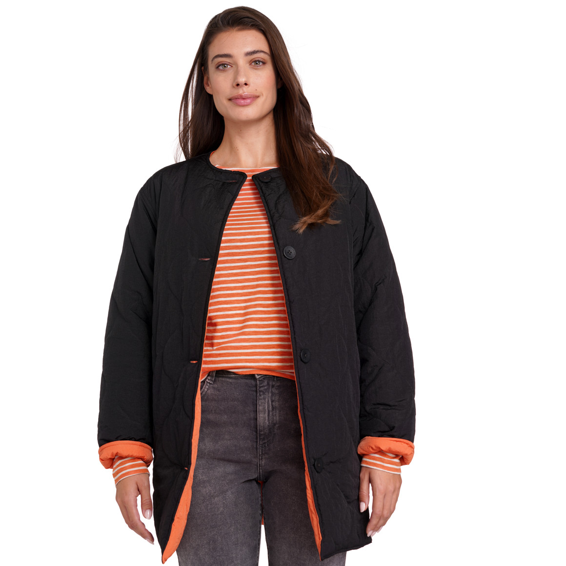 Jonas Nielsen Damen Steppjacke beidseitig tragbar orange / schwarz