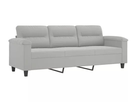 Ensemble de canapés 3 pièces coussins gris clair tissu microfibre