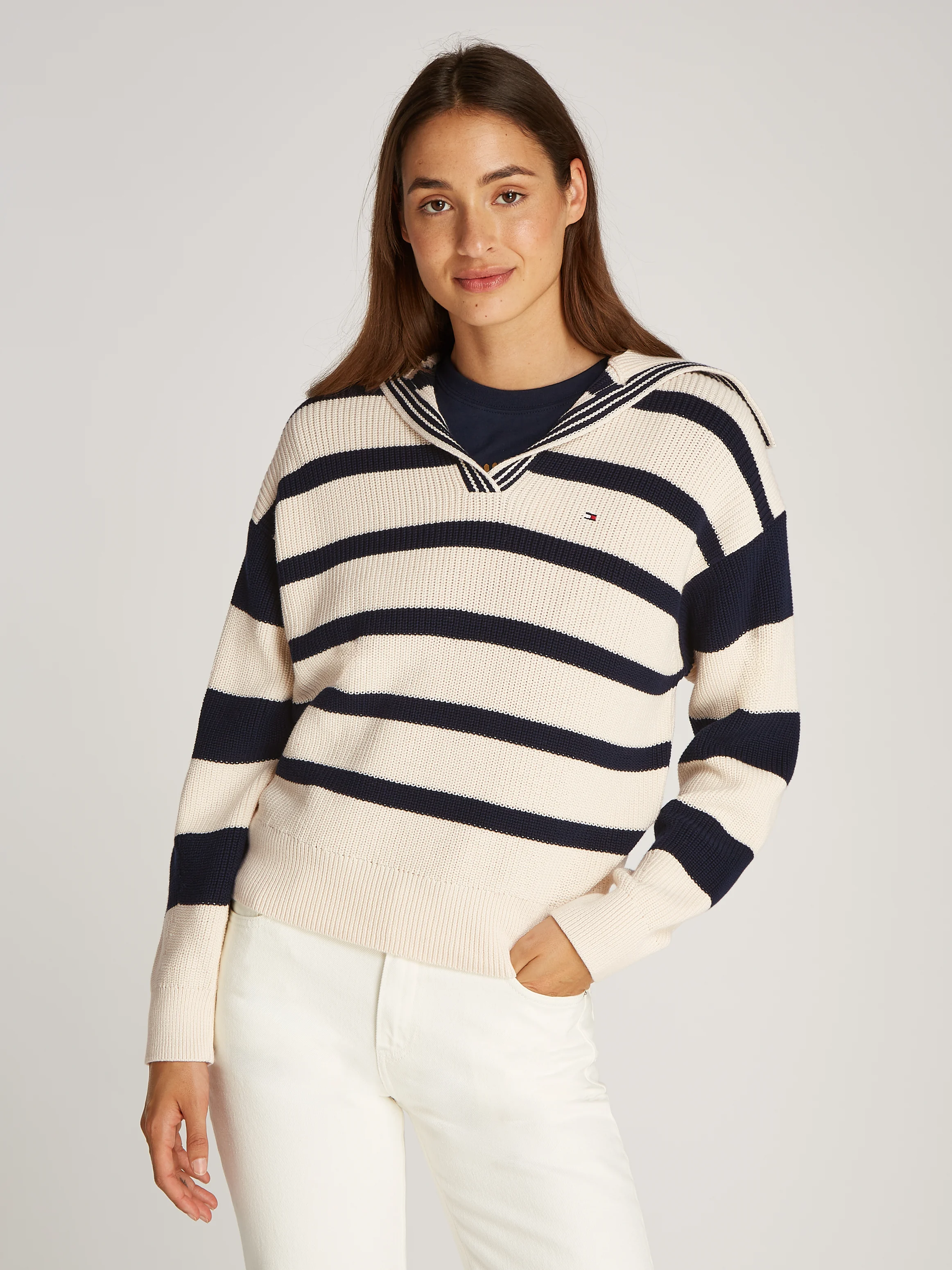 Pull droit en coton | Blanc