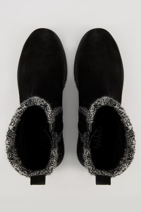 Chelsea-Boots, Leder, Melangesstrick, Weite H